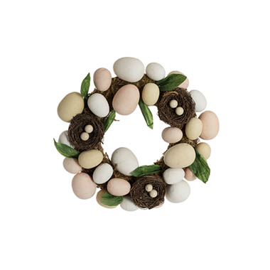 Gift Seasonal - Easter Wreaths & Garlands - Easter Egg & Bird Nest Wreath Brown (26cmD)