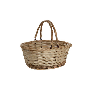 C Baskets Gift Baskets - Baskets with Handles - Wicker Basket with Handles Oval Natural (35x30x15cmH)
