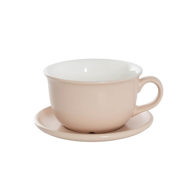 Ceramic Pots - Bondi Ceramics - Trend Ceramic Pots - Ceramic Coffee Cup Pot & Plate Matte Nude (15Dx10cmH)