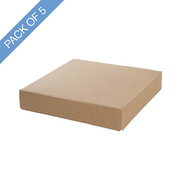 Pack GBox - Gift Box With Lid - Posy Box Lid Large Kraft Brown Pack 5 (22x22x4cmH)