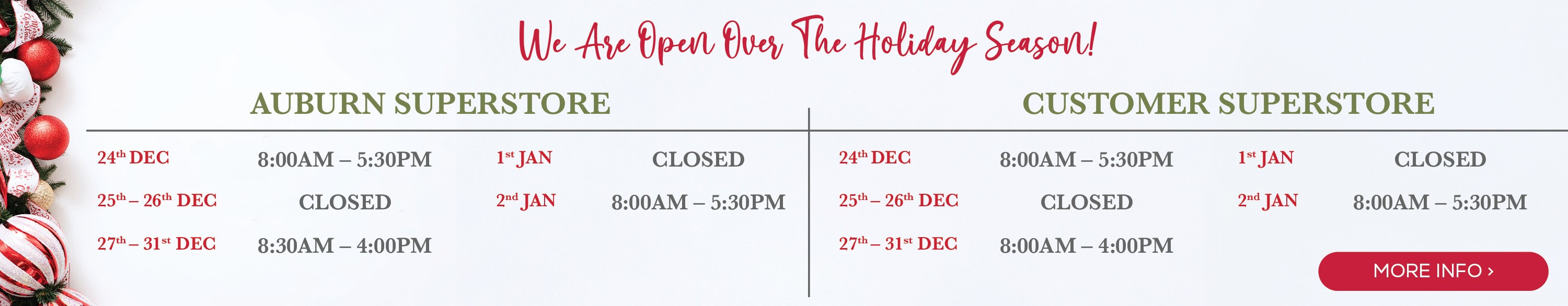 xmas holiday trading hours