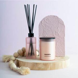 This Scented Soy Candle & Diffuser with Cherry Blossom fragrance is infused with a subtly floral aroma. Sweet and slightly musky, this fragrance has been carefully formulated by top international brands 🌸

Enhanced with a stronger fragrance performance, this diffuser featuring extra-thick reeds for improved diffusion and natural soy wax, single wick candle makes a perfect gift or addition to your home decor.

Beautifully packaged in an origami-style box that is completely recyclable and plastic-free, this diffuser & candle comes in a frosted pink glass bottle & vessel with black accents.

These sustainably and ethically sourced, vegan-friendly, and cruelty-free products are free from harmful chemicals. 

Diffuser bottle contains 180ml.

Product Details of candle 
* Candle Size: 8x10.5cmH
* Wax Weight: 350g
* Wax Type: Soy wax
* Burn Time: Up to 80 hours 
* Box Size: 8.5x8.5x12cmH

SKU: 510800911 & 51110101

.
.
#kochandco #kochinspo #kochcandles #soycandles #diffusers #scenteddiffusers #homedecor