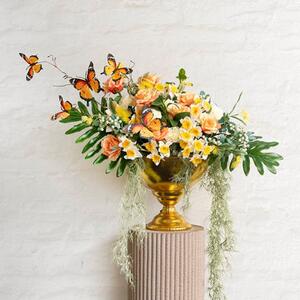 This Yellow Butterfly Twig Spray brings a vibrant touch of whimsy to your decor. Featuring five 3D-printed fabric butterflies, each varying in size from approximately 10cm to 16cm in diameter, it captures the delicate beauty and charm of fluttering butterflies. 
Perfect for brightening up floral arrangements or as a standalone accent, this spray adds a cheerful and dynamic element to any space. 

Standing at 94cm tall, this item is sold individually.

SKU: 5700310YE

.
.
#kochandco #kochinspo #artificialbutterfly #butterfly #decorationideas #floralinspiration #floraltwigs