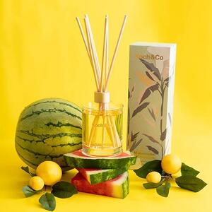 Fresh and invigorating, this Leisure Scented Diffuser has been infused with a long-lasting, refreshing Watermelon & Lemonade fragrance carefully formulated by top international brands. 

Providing continuous enjoyment for weeks, this diffuser enjoys enhanced diffusing performance with extra-thick reeds.

Perfect for home decor, floristry shops, or hamper gifting, this Diffuser is beautifully packaged in a botanical-themed box that is completely recyclable and plastic-free. 

This candle has been poured into a transparent vessel that features gold detailing.

This sustainably and ethically sourced, vegan-friendly, and cruelty-free product is free from harmful chemicals. 

It is sold individually and contains 250mL.

ITEM: 51110122
.
.
#kochandco #kochinspo #kochdiffuser  #diffuser #watermellondiffuser