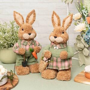 Add a cosy, rustic charm to your Easter décor with these adorable Country Bunnies, crafted from soft faux fur.  Our Female bunny is dressed in a classic tartan dress, holding a small basket and our Male Bunny is holding a shovel and carrot 🥕 🐰 

These charming figures are perfect for bringing a warm, country-inspired touch to any seasonal exhibit, perfect for tabletops, entryways, or retail displays. 

These decorations measure 38cm tall and are sold individually.

 SKU: 6931253GR & 6931252GR
.
.
.
.
.
.
#kochandco #kochinspo #bunnydecor #easterbunnydecorations #easterdecoration #easterdecor