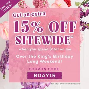 🚨👑 KING'S BDAY LONG WEEKEND OFFER 👑🚨

Get an EXTRA 15% OFF SITEWIDE this King's Birthday long weekend! HURRY! Ends Monday, 11:59PM AEST.

Use Coupon Code: BDAY15

To claim this discount, simply apply the Coupon Code at the online checkout. Shop the sale online now.

*T&Cs Apply - OFFER EXCLUDES KEY ACCOUNTS.
.
.
#koch #kochandco #discount #coupon #couponing #couponcommunity #couponingcommunity