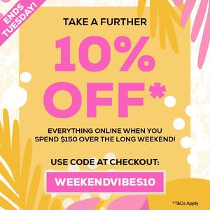 😎🍹 10% OFF SITEWIDE! Get ready to save BIG this long weekend!

Enjoy 10% OFF sitewide* when you spend $150 or more online. Whether you're prepping for the festive season or treating yourself to something special, now is the time to shop. 

Use code: 𝐖𝐄𝐄𝐊𝐄𝐍𝐃𝐕𝐈𝐁𝐄𝐒𝟏𝟎 at the checkout and feel those savings! Offer valid all long weekend - ends Tuesday, so don’t miss out!

*T&Cs Apply.
.
.
.
#KochAndCo #LongWeekendSale #WeekendVibes #ShopNow #Discounts #WeekendDeals #SaveMore #LabourDayWeekendDeals #SitewideSale #CouponCode #OnlineShopping