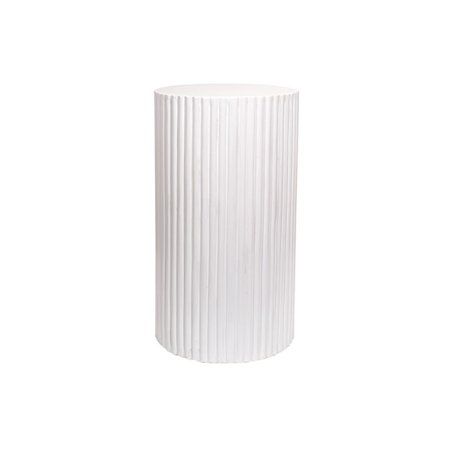 Fibreglass Ripple Plinth Round Gloss White (32x32x50cmH)