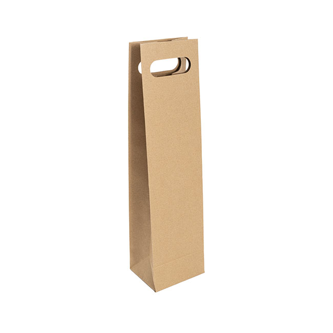 Wine Bag Single Bottle Kraft Paper Natural 11Wx9Gx42cmH