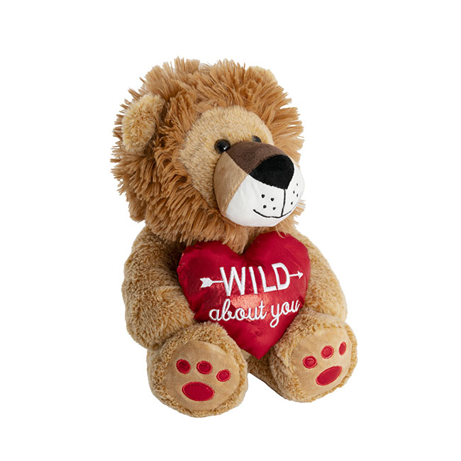 Leo Lion Plush Toy w Wild About You Heart Brown 25cmST