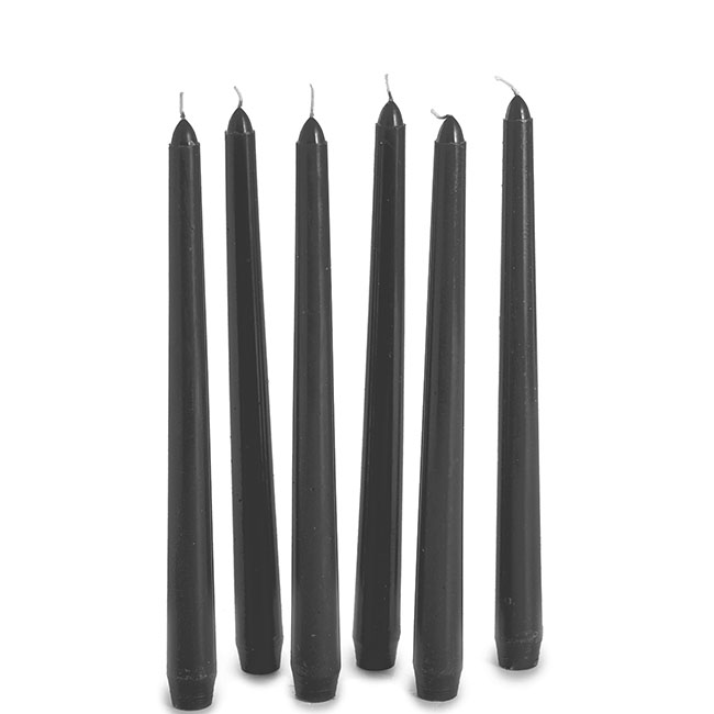 Taper Dinner Candle Black (25cmH) Pack 6