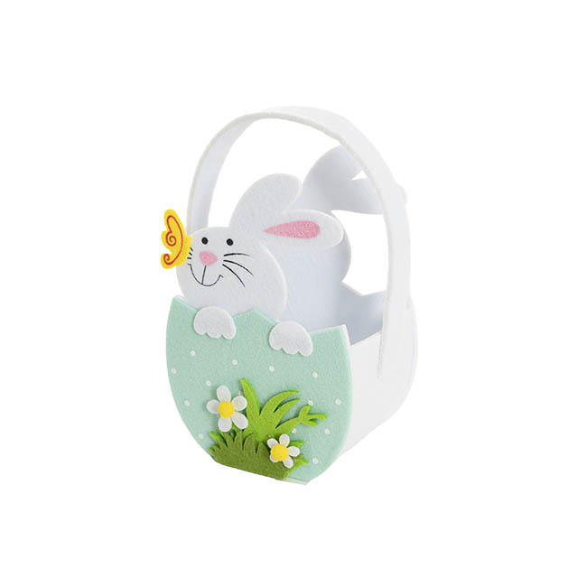 Easter Basket Felt Spring Garden Bunny Mint Pk2 (11x16cmh)