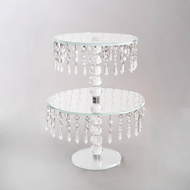 Gift Wedding - Cake Stands - Elegant Crystal Cake Stand Round 2 Tier Clear (40cmH)