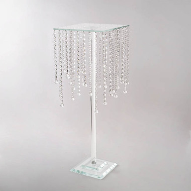 Gift Wedding - Wedding Centrepieces - Hanging Crystal Centrepiece Stand Square Clear (84cmH)