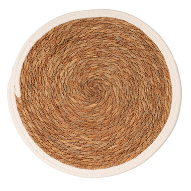 Gift Wedding - Table Placemats - Seagrass & Cotton Round Table Placemat Set 2 Beige (40cmD)