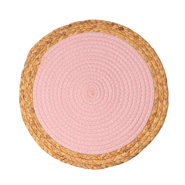 Gift Wedding - Table Placemats - Round Cotton Table Placemat Set 2 Pink (36cmD)