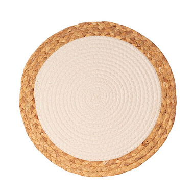 Gift Wedding - Table Placemats - Round Cotton Table Placemat Set 2 Off White (36cmD)