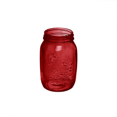 C Glass Vases - Mason Jars - Glass Mason Jar Medium Red (8.5x13.5cmH)