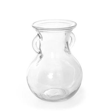 Glass Ginger Lily Vase With Handle Clear (11.5X15X20cmH)