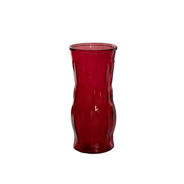 C Glass Vases - Recycled Style Glass Vases - Glass Country Flared Vase Solid Red (10Dx22cmH)