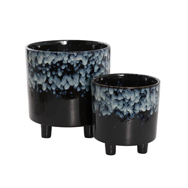 Ceramics Pots - Pots for Plant - Home Accents Plant Pot Blue Spotted Set 2 (20.5Dx20.5cmH)