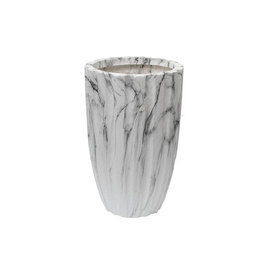 Gift U&P - Fibreglass Urns - Fibreglass Marble Look Planter White (29cmDx45cmH)