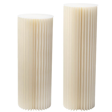 Foldable Paper Pedestals - Foldable Paper Round Plinth Set2 Cream(30cmDx90cmH&100cmH)