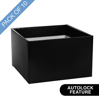 Posy Boxes - Large Posy Box Autolock Base Pack 10 Black (22x14cmH)