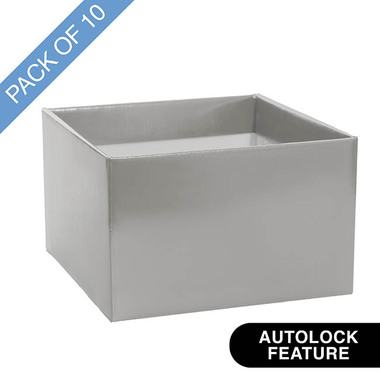 Posy Boxes - Large Posy Box Autolock Base Pack 10 Silver (22x14cmH)