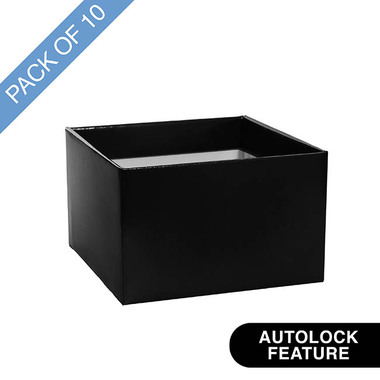 Posy Boxes - Medium No.6 Posy Box Autolock Base Pk10 Black (16x12cmH)