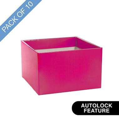 Posy Boxes - Medium No.6 Posy Box Autolock Base Pk10 Hot Pink (16x12cmH)