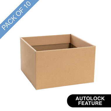 Posy Boxes - Medium No.6 Posy Box Autolock Base Pk10 Kraft (16x12cmH)