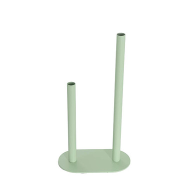 C Tinware - Metal Vase - Asymmetrical Two Tube Metal Vase Sage Green (15x8x28cmH)