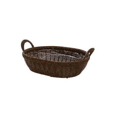 Hamper Tray & Gift Basket - Woven Basket Oval w Handles Large Brown (41x31x10cmH)