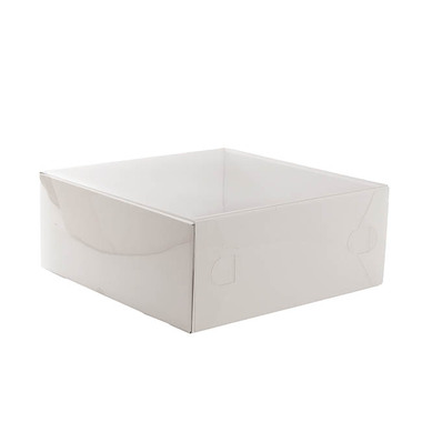 Pack GBox - Gift Box With Lid - Gift Hamper Box with PVC Lid Square White (30Lx30Wx12Hcm)