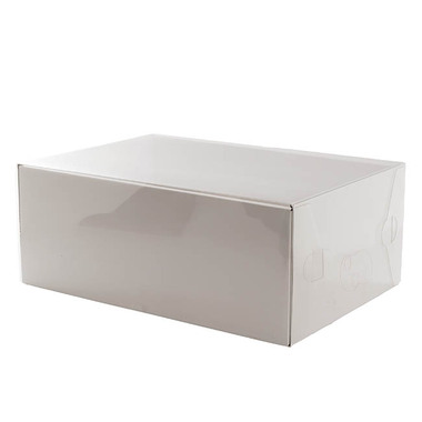 Pack GBox - Gift Box With Lid - Gift Hamper Box with PVC Lid Rectangle White (36Lx25Wx14Hcm)