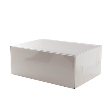 Pack GBox - Gift Box With Lid - Gift Hamper Box with PVC Lid Rectangle White (30Lx20Wx12Hcm)