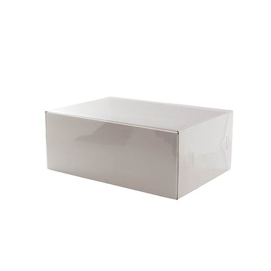 Pack GBox - Gift Box With Lid - Gift Hamper Box with PVC Lid Rectangle White (25Lx20Wx10Hcm)