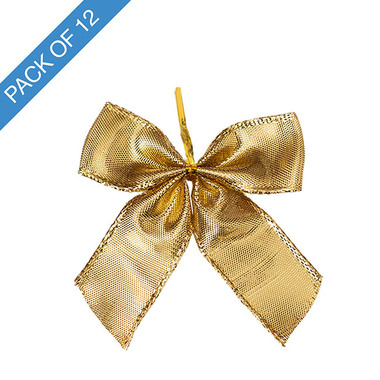 Ribbon Fabric - 23 - Christmas Bows - Pre-Made Bow Ribbon Mini Pack 12 Gold (6.5*6.5cm)