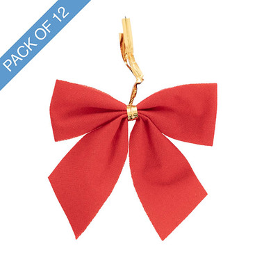 Ribbon Fabric - 23 - Christmas Bows - Pre-Made Bow Velvet Mini Pack 12 Red (6.5*6.5cm)