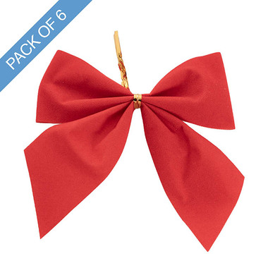 Ribbon Fabric - 23 - Christmas Bows - Pre-Made Bow Velvet Small Pack 6 Red (10*10cm)