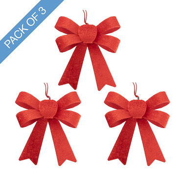 Ribbon Fabric - 23 - Christmas Bows - Pre-Made Bow Velvet Top Pack 3 Red (9*12cm)