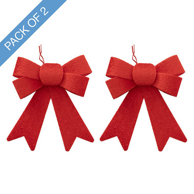 Ribbon Fabric - 23 - Christmas Bows - Pre-Made Bow Velvet Top Pack 2 Red (14*19cm)