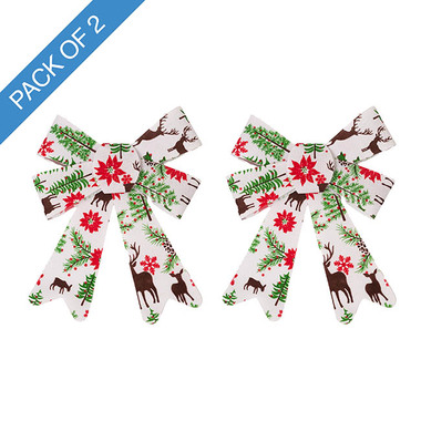 Ribbon Fabric - 23 - Christmas Bows - Pre-Made Bow Fabric Top Christmas Pack 2 White (14*19cm)