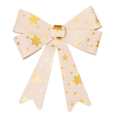 Ribbon Fabric - 23 - Christmas Bows - Pre-Made Bow PVC Fabric Stars Natural Gold (28*37cm)