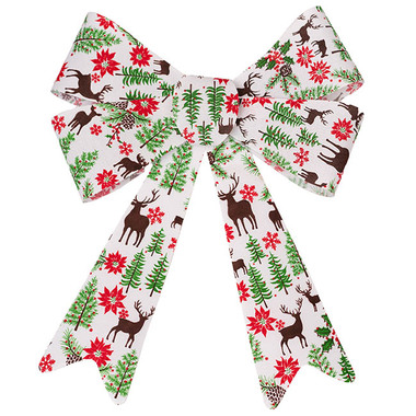 Ribbon Fabric - 23 - Christmas Bows - Pre-Made Bow Fabric Top Christmas White (28*37cm)