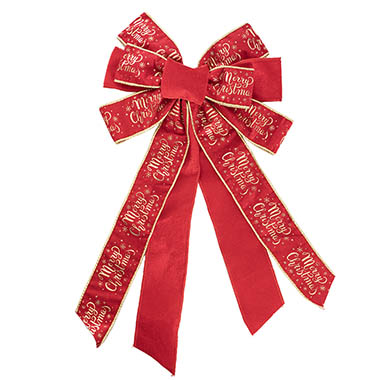 Ribbon Fabric - 23 - Christmas Bows - Pre-Made Bow Christmas Velvet Ribbon Large Red (27Wx40Lcm)