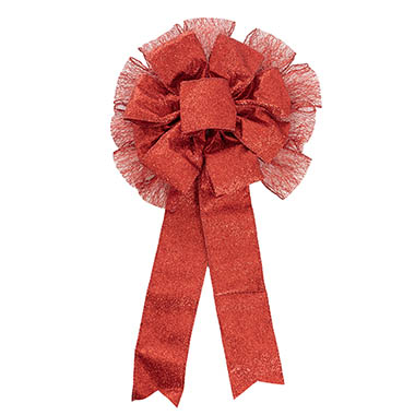 Ribbon Fabric - 23 - Christmas Bows - Pre-Made Bow Christmas Ribbon PomPom Red (26Wx46Lcm)