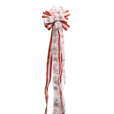 Ribbon Fabric - 23 - Christmas Bows - Pre-Made Bow Luxury Tree Topper Red & White (33Wx113Lcm)