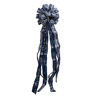 Ribbon Fabric - 23 - Christmas Bows - Pre-Made Bow Luxury Tree Topper Navy & Silver (33Wx113Lcm)